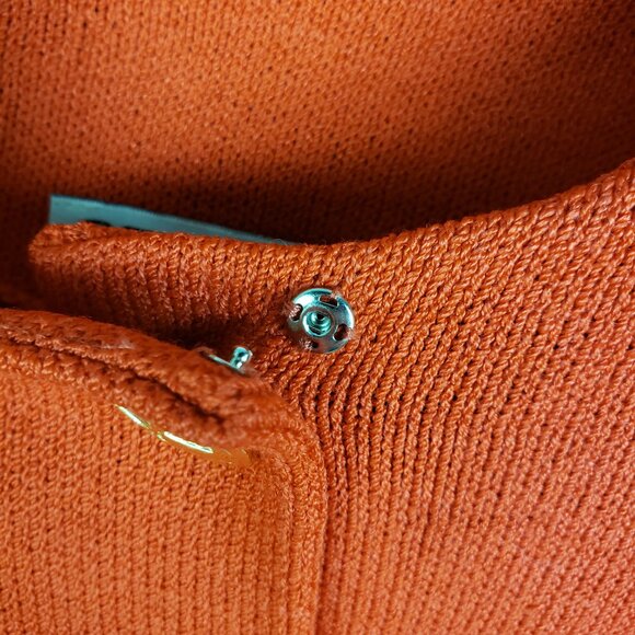 ST. JOHN Blazer Jacket Santana Knit Red Gold Buttons size 6 Classic Preppy - Picture 13 of 14